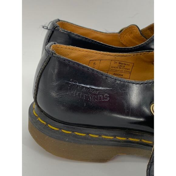 DR. MARTENS Women's Black Leather Perforated Slip-On Mary Jane Shoes SZ 7 - Picture 6 of 11